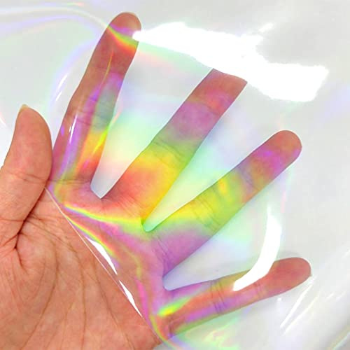 XHT Holografisches klares PVC-Vinyl, 30 x 135 cm, schillerndes Laminat, transparent, wasserdicht, Vinylfolie (Regenbogen)