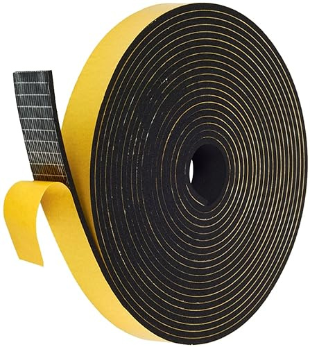 Palazen 6m Dichtungsband Selbstklebend für Türen Fenster 20mm(B) x3mm(D) Moosgummi Dichtband als Tür-Fenster-Dichtung-Zugluftstopper Schaumstoffband Abdichtung Schwarz [1 Rollen]