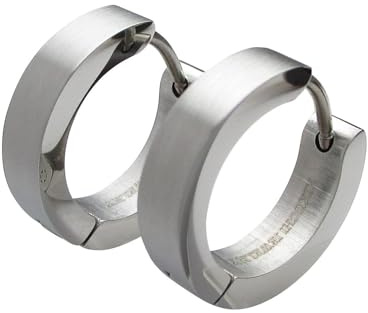 Kikuchi Ohrringe Titan Stäbchen Edelstahl Creolen Kantig Matt Silber Gebürstet Ø 12-18 mm 8 Größen für Damen Herren