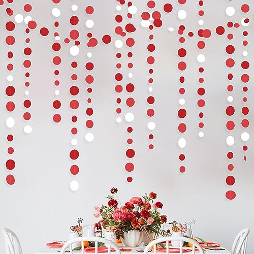 150 cm rote weiße Kreise Punkte Girlande Party Dekorationen Rot Hängende Papier Polka Dots Luftschlangen für Valentinstag Abschluss Geburtstag Hochzeit Braut Baby Shower Jahrestag Weihnachten Party