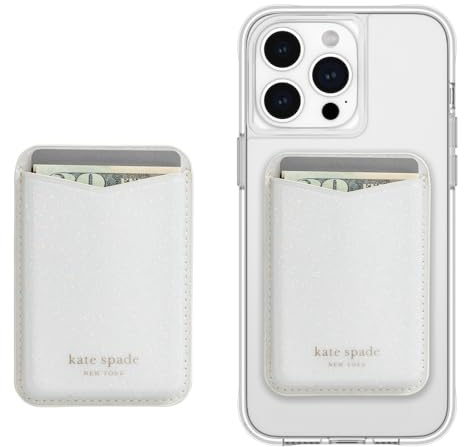 Kate Spade New York magnetisk plånbok/korthållare – kompatibel med MagSafe-plånbok – vit glitter