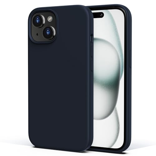 TIIXXA Silicone Case for iPhone 15 Case,Soft Ultra Slim Protective Shockproof Liquid Silicone Phone Case, Anti-Scratch Microfiber Lining, 6.1 Darkblue