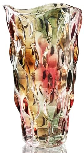 Vaso Fiori Decorativo da Interno, Vasi Vetro Decorativi in Grande Alto Cristallo Colorato - Soprammobili Moderni, Centrotavola Moderno Design per Decorazioni Casa, Idee Regalo Donna Compleanno Natale