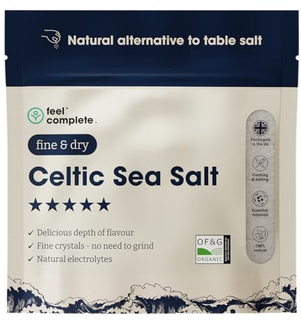 Feel Complete | 200g Fine & Dry Celtic Sea Salt | No Need To Grind | Organic Approved | Essential Minerals & Electrolytes | Natural Alternative To Table Salt | Lab Tested