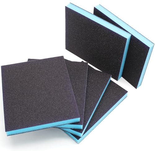 PHITUODA Schleifschwamm, Körnung 120, Schleifblöcke, Nass- und Trockenschleifpapier, waschbar, Schleifschwamm für Holz, Kunststoff, Metall und Trockenbau, 6 Stück