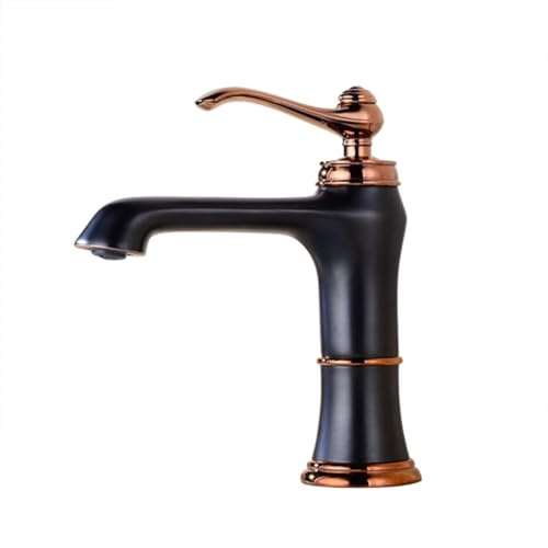 Wasserhahn Bad Waschtischarmatur Retro Antik Stil Messing Einhebel Mischbatterie Waschbecken Armatur, Badarmatur Waschtischbatterie Badezimmer, Schwarz