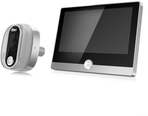 Wireless Smart Video Doorbell System,4.3 Display Smart Video Doorbell 200W /1080P HD Pixel Indoor Wireless Monitor, 16.3x11.5x7cm