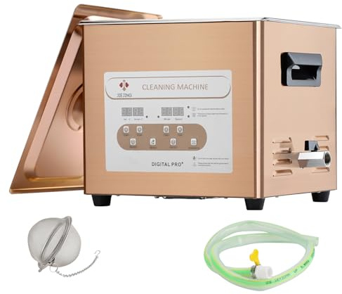 JIEJING - 10L Ultrasonic Cleaner for Lawn Mower, Carburetor, Motorcycle, Auto Parts, 3D Printing, PCB Resin, etc., Semi-Wave and Degassing Function, 110V, Rose Gold
