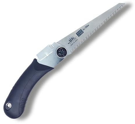 SUIZAN Sega Pieghevole Giapponese 120mm Versatile per Legno - Seghetto a Mano per Potatura Giardino Falegnameria Bricolage e Uso All'aperto