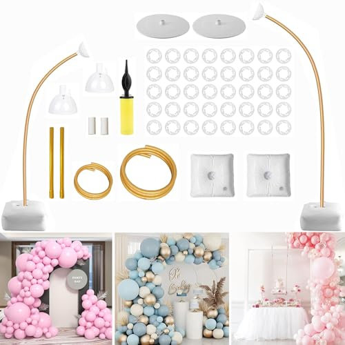 Kit di arco per palloncini, 2,5 m e 1,5 m, supporto per palloncini a terra, adatto per compleanno, matrimonio, laurea, anniversario, decorazione per Halloween, oro