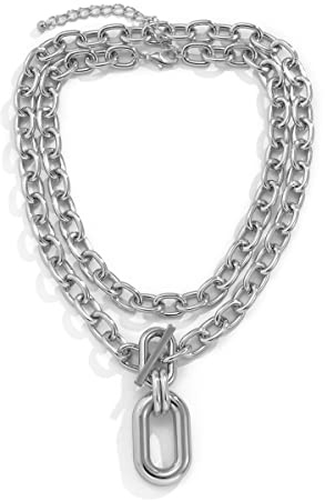 CYWQ Chunky Choker Necklaces Layered Necklace Chain Punk Thick Necklace Accessories for Women