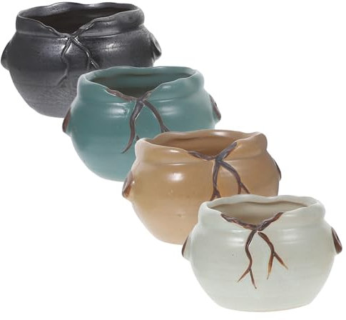 KONTONTY 4er-Set Keramik-pflanzgefäße Für Sukkulenten Sukkulenten-blumentöpfe Keramik-blumenpflanzhalter Für Kleine Innenräume