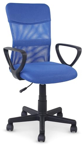 IDIMEX Bürodrehstuhl Jogo höhenverstellbar, blau - ergonomischer Schreibtischstuhl mit Armlehnen, Drehstuhl mit atmungsaktivem Mesh Stoffbezug, Stuhl für Büro und Home Office