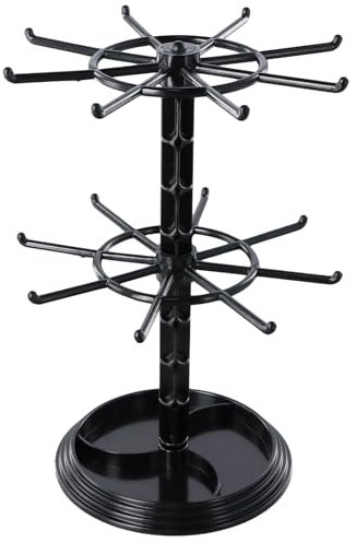Anseom 2 Tier Rotating jewelry Display Stand jewelry Tree Stand Organizer Necklace Pendants Organizer Jewelry Keychain Display Stand Spinner display stand for Women Girls Necklaces Bracelets, Black