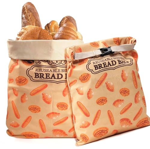 2 Pack Beeswax Bread Bags for Sourdough Homemade Bread, XL Cotton Lining Sourdough Reusable Natural Beeswax Bread Storage Bag, Keep Fresh and Upgraded Large Capacity Portable