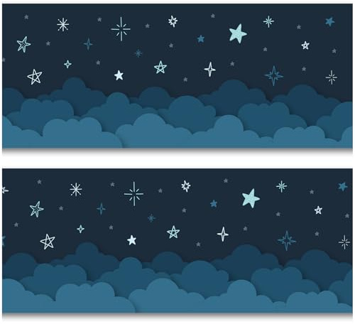 Bordüre 15cm x 200cm für Kinderzimmer Babyzimmer Dekor Aufkleber Wandbordüre selbstklebend Wandtattoo für Kinder Mädchen Junge Y033 (Sterne)
