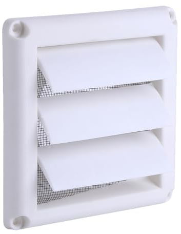 Segutage Plastic Air Vent Grille Cover with 3 Flaps for Kitchen (15 x 15cm) | Wall Duct Ventilation Grill, White Louvre Air Vent Grille with Flyscreen Cover for Umble Dryer Extractor Fan Bathroom