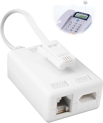 BT Plug to RJ11 Broadband Filter ADSL Microfilter Splitter Internet Microfilter Splitter with Cable Socket Phone Line Adapter for Landline Phone Modem Router Wifi Telephone Fax BT Sky Talktalk, White