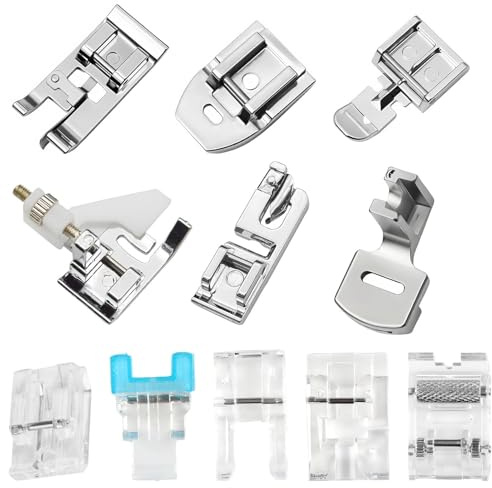 11Pcs Nähmaschinen-Nähfüße, Universelle Nähmaschinen-Nähfüße aus Metall, Ersatz-Nähfüße Set, Kompatibel mit Nähmaschinen von Her, Babylock, Janome, Elna, Toyota und Singer