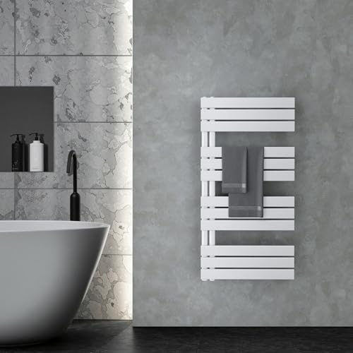 VILSTEIN® Badheizkörper [120x60cm] - Handtuchheizkörper Elektrisch einsetzbar [SEITLICH OFFEN] - Handtuchtrockner Badezimmer - Handtuch Heizkörper Bad - Handtuchheizung - Wandheizkörper - (Weiß)