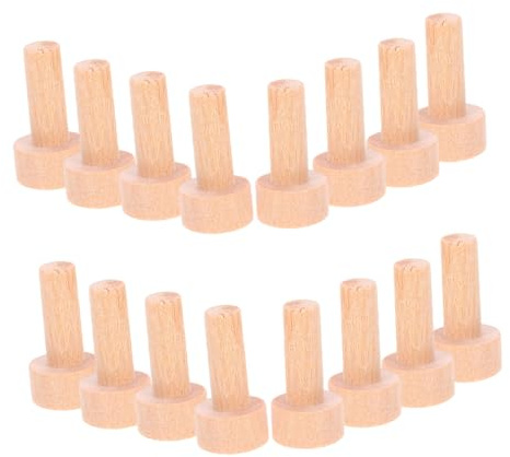 Kleiner Holzpflöcke 20 Stück T-form Rundkopf für Holzarbeiten | Unbemalt, Beige, Kompakt und Vielseitig, für Kreative Anwendungen, Bemalen, Holzstifte und Eisenbahnräder