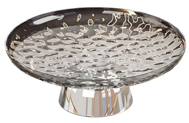 predolo Frutero con Pedestal, Plato de Frutas, Bandeja Ligera Y Multifuncional para Guardar Dulces Y Aperitivos, Cuenco Decorativo para Decoración de Cocina Y, Gris Y Plata, Individual