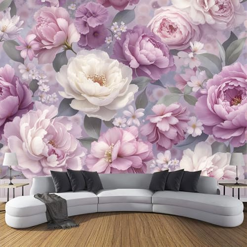 Bouquet di peonie Murale da Parete Fiori ad acquerello, Carta da Parati per Camera da Letto, Soggiorno o Hotel - 400 x 280 cm