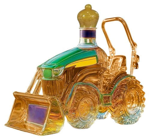 Carafe tracteur agricole – Vase à spiritueux en verre, support de boisson décoratif 3D | Présentoir à vin fabriqué à la main pour pères, mères, collectionneurs, amateurs de cocktails, bar, bureau