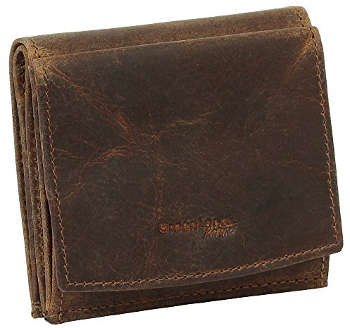 Ledershop24 Luxus Herren & Damen Wiener Schachtel Mini Geldbörse Geldbeutel Portemonnaie braun echt Leder - Greenland Nature Montana
