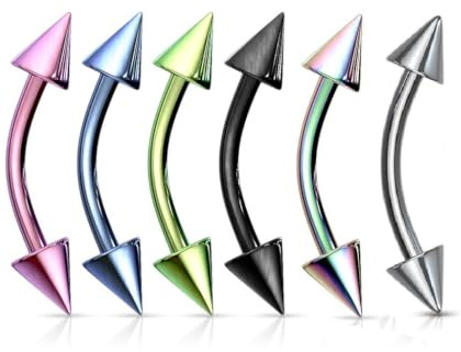 Lovepiercing Lot 6 Piercings Arcade TENNESSEE Barre et Cônes Titane Inoxydable Anti Allergique Sourcil Oreille Cartilage Tragus Helix Barbell
