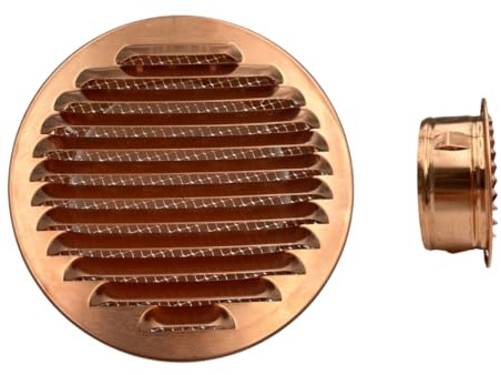EINSIDE Lüftungsgitter aus Kupfer, rundem Anschlussstutzen, Ø 80 mm | Mit Insektenschutznetz, Lüftungsabdeckung für Innen- und Außenbereich