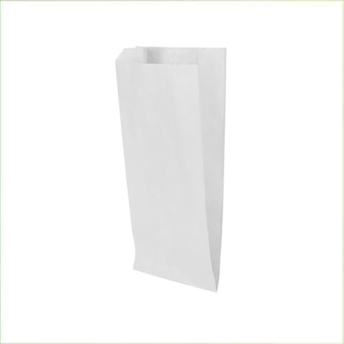 Palucart 200 Sacchetti di Carta per Alimenti colore Bianco, misura 14x30 cm, Buste in carta Kraft per Trasporto di Cibi e Oggetti