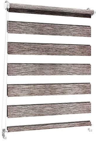 Sonnenschutz-HH - Doppelrollo Klemmfix ohne bohren Duo-Rollo Kettenzugrollo Seitenzugrollo AUSSENMAß Breite 60 x 150 cm Höhe - Leinen-Struktur grau