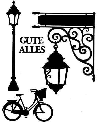 Ideen mit Herz Stanzschablonen | Laterne & Fahrrad | 4 Stück | Verschiedene Größen | Passend für gängige Stanzmaschinen | zum Gestalten von Grußkarten, Einlegern | Geburtstag, Weihnachten, Jubiläum