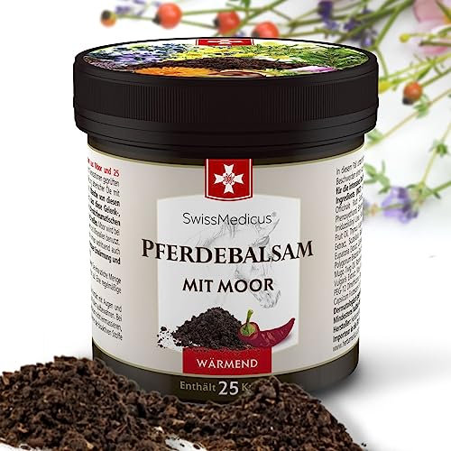 SwissMedicus Horse Balm with Moor Warming 250 ml - Horse Ointment - Warming Massage Gel for Back and Joints - Unique Herbal Balm Made from Moor and 25 Herbs