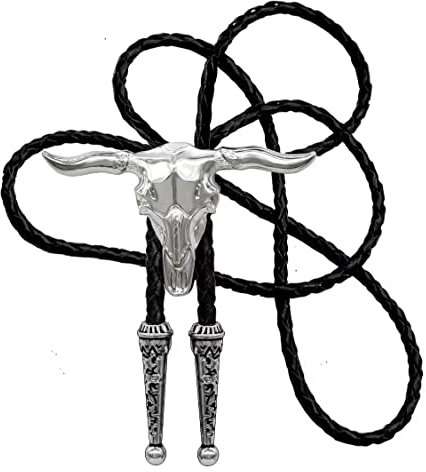 Moranse Bolo-Krawatte mit Geister-Skelett, Piratenschädel-Design, Cowboy-Stil mit Rindsleder-Krawatte, 3D Totem Schamanen-Stier-Totem, Medium