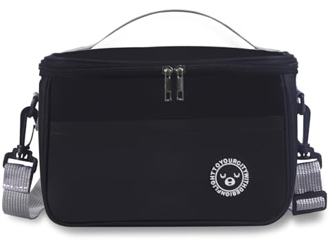TUXUNQING 12L Borsa Termica Porta Pranzo, Borsa Frigo, Piccola per Ufficio, Scuola, Picnic (Nero/12L/29 * 19 * 22cm)
