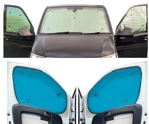 Window Blind Kit Compatible With Peugeot Boxer (Third Generation) (Years 2006-Date) (Full Set With Barn Doors) With Backing Colour in Aqua, Reversible