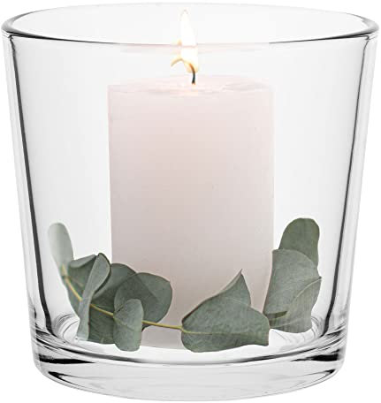 TREND FOR HOME Kerzenbehälter 16 cm Kerzengläser Blumenvase Gross Vase Glas Glasvase für Blumen Glasblumenvase Tischvase Dekovase Klarglasvase Deko-Vase Dekorative | 2395 ml | ⌀ 17.2 cm | Tansy