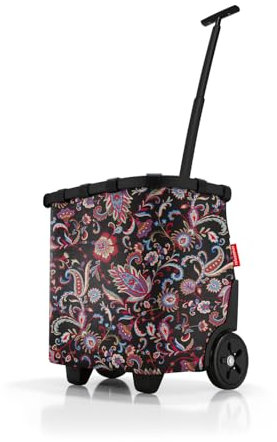 reisenthel carrycruiser Tragbarer Einkaufstrolley mit stabilem Aluminiumrahmen, Schultergurt und herausnehmbarer Netz-Innentasche Aus wasserabweisendem Material, Farbe:Paisley Black