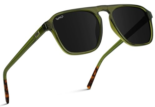 WearMe Pro Polarized Aviator One-Bridge Modern Square Mens Sunglasses (Emerald Green/Black Lens)