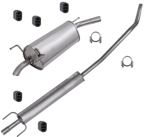 BESTPRICE Set di silenziatori di scarico 1x Silenziatore centrale, 1x Silenziatore posteriore, con materiale di montaggio Compatibile con OPEL CORSA C (X01)