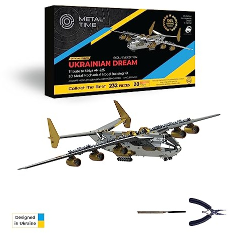 METAL-TIME ANTONOV Mriya AN-225 Exklusive Edition, offizielles Produkt, mechanisches Modell, Frachtflugzeug, 3D-Modell-Bausatz, Flugzeug-Arbeitsmodell, ukrainischer Traum