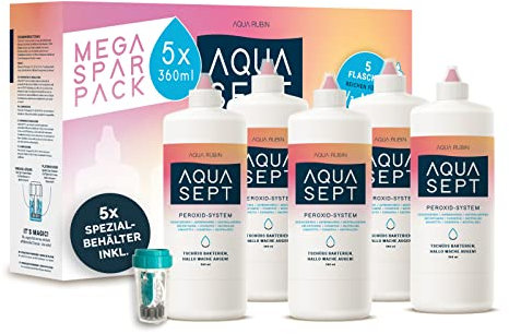 Aqua SEPT Peroxid 5x360ml Kontaktlinsenreiniger mit Behälter