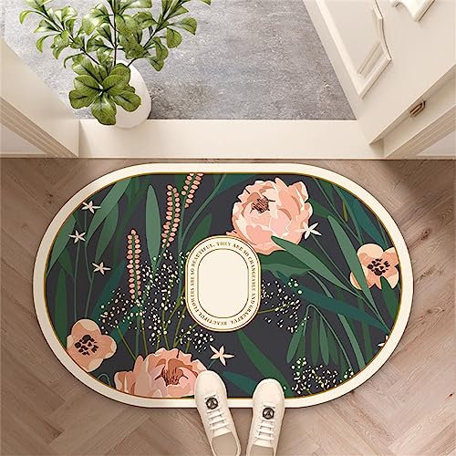 Heeboode Badematte Rutschfester Badezimmerteppich Absorbierender Badteppich 40x60cm Duschmatte Schnelltrocknende Badematte Home, Badvorleger rutschfest Waschbar, Bad Teppiche Badezimmermatte Blume