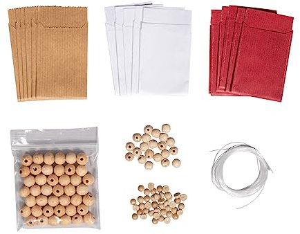 Rayher Mini-Tütensterne 3D Set für 21 Sterne, Inklusiv Holzperlen und Perlonfaden, Weihnachtsschmuck, Deko-Sterne, 67391000