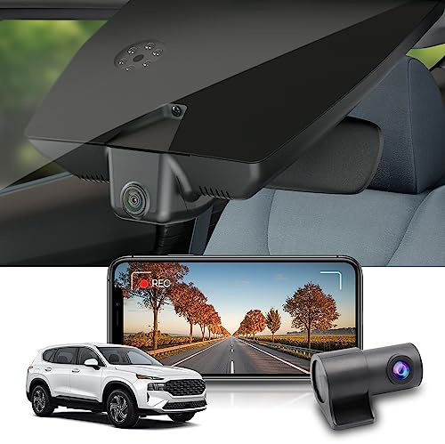 Fitcamx Dashcam Auto Vorne Hinten Geeignet für Hyundai Santa Fe 2021 2022 2023 (4th Gen), OEM Dashcam 4K 2160P+1080P UHD Video WiFi, Loop-Aufnahme, G-Sensor, WDR Auto Camera, Plug & Play, 128GB Karte