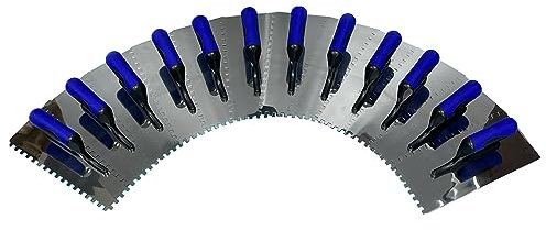 Zahnkelle Edelstahl rostfrei mit Softgriff 12 Stück 6 mm Zahnspachtel Glättekelle