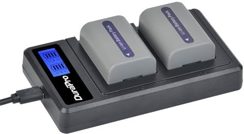 DuraPro Lot de 2 batteries NP-FP50 + chargeur LCD double USB pour Sony DVD203E, DVD205E