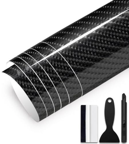 GRTHTATI 30cm x 300cm 6D Carbon Folie Autofolie Blasenfrei mit Luftkanälen Klebefolie Auto Außen Wrapping Folie Innenraum für Motorrad, Bike, DIY (6D Carbon, 30cm x 300cm)